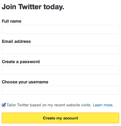 Signup on Twitter