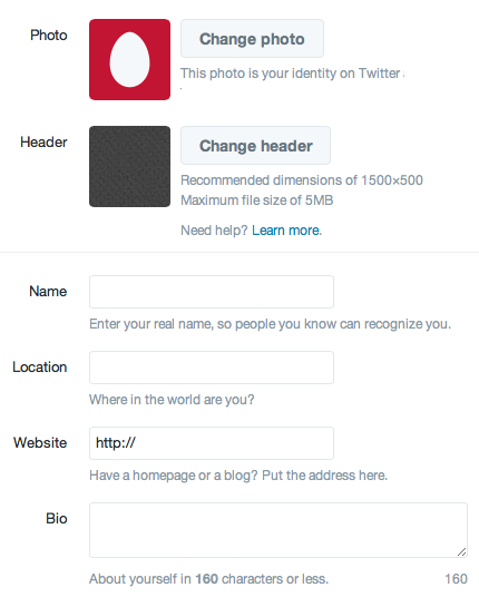 Create your Twitter profile