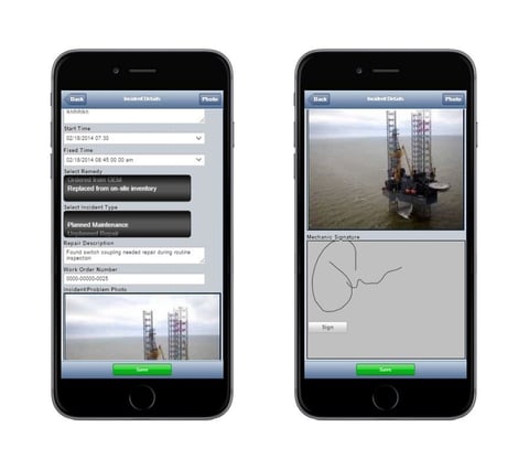 An example of one of Alpha's best offline mobile apps to inspect oil platforms in the North Sea.
