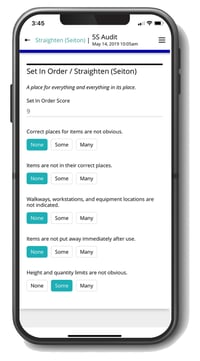 Manufacturing app example 5S audit for lean manufacturing