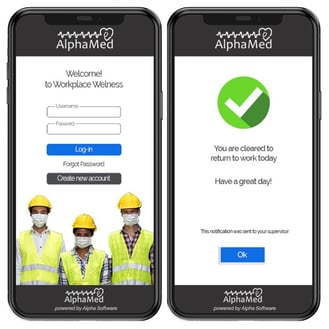 AlphaMED COVIDCare is a Workplace Wellness App that screens for COVID
