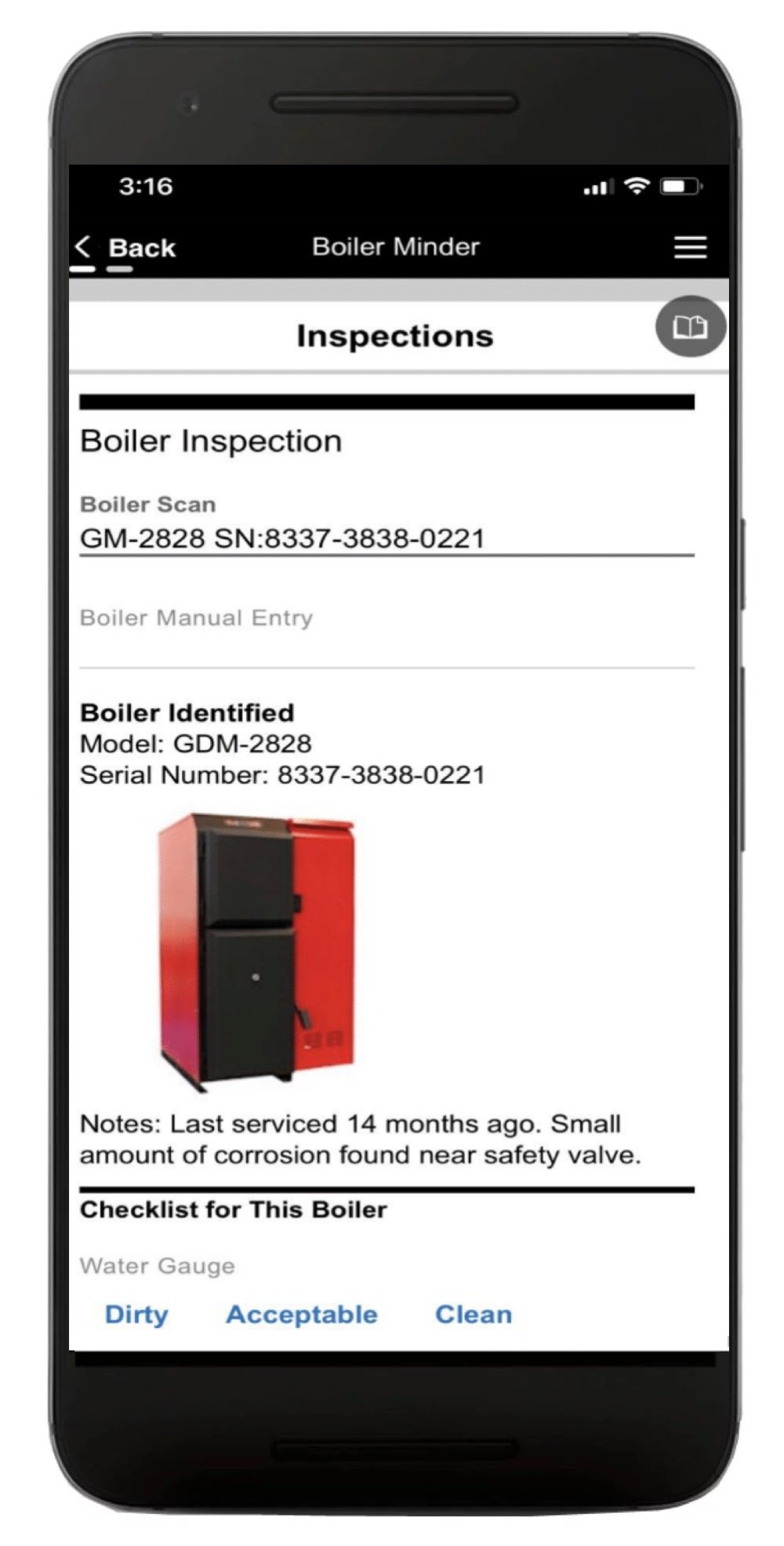 BoilerMinder App Screenshot 1
