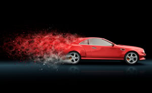 Fast Red Car Represtenting How Low-Code Application Development Tools Can Accelerate Digital Transformation | Alpha Software