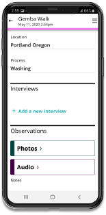 A Gemba Walk is most effective when accurate notes are taken, such as using this mobile app.