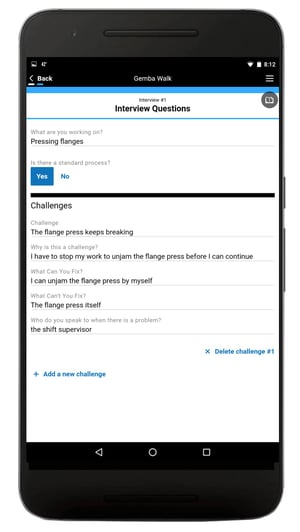 The Alpha Software Gemba Walk Template offers a pre-built list of Gemba walk questions.