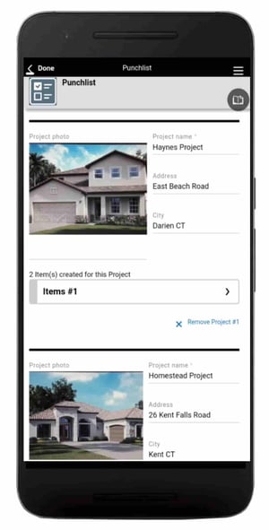 The punch list mobile app template available with Alpha TransForm.