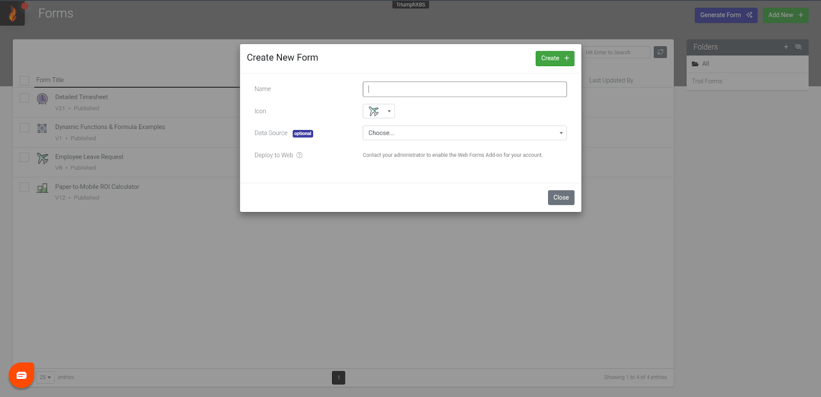 Forms On Fire form builder interface.