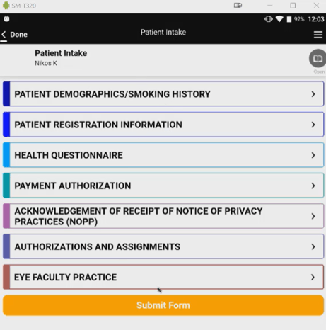 A screenshot of Alpha TransForm’s Patient Intake Form on a smartphone.