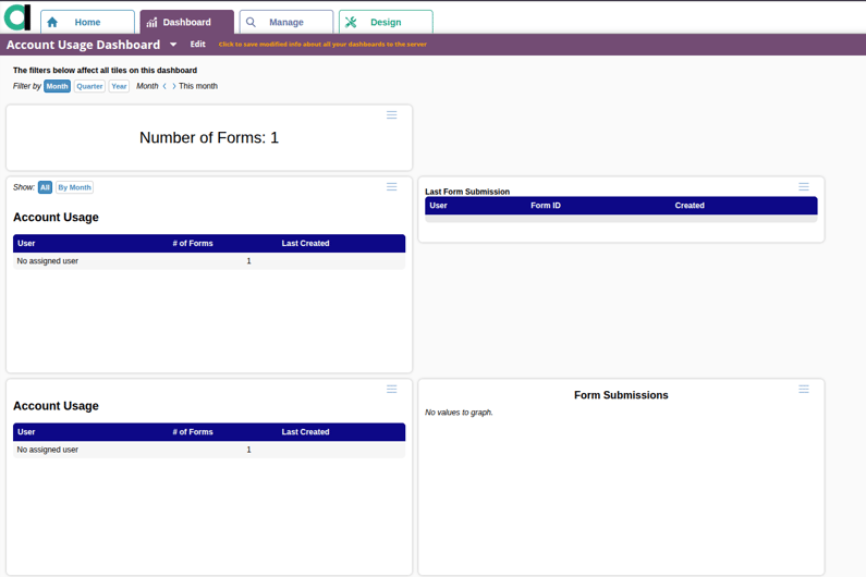 Alpha TransForm form dashboard.