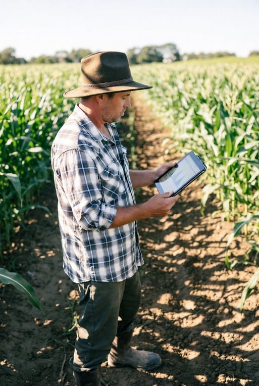 A man standing on a field holding a tablet.