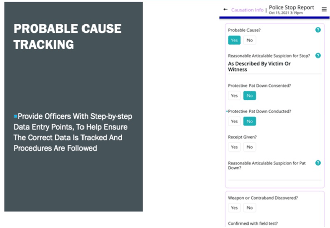 Alpha TransForm Police Report App interface