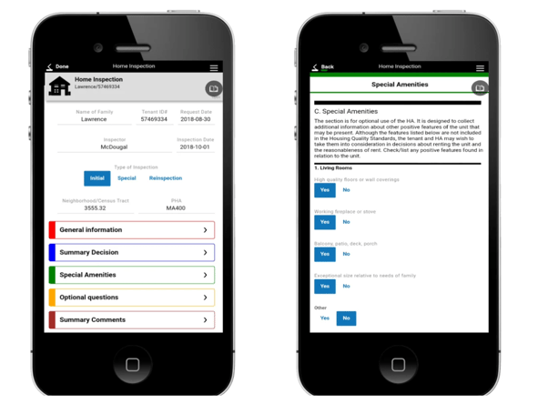 Alpha TransForm home inspection app interface.