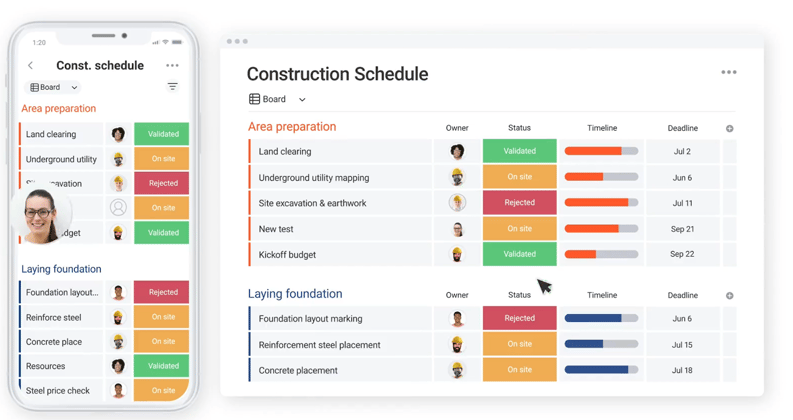 monday.com app interface.