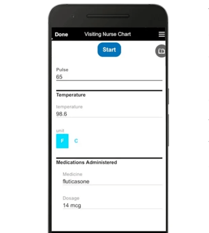 Alpha TransForm Visiting Nurse App interface