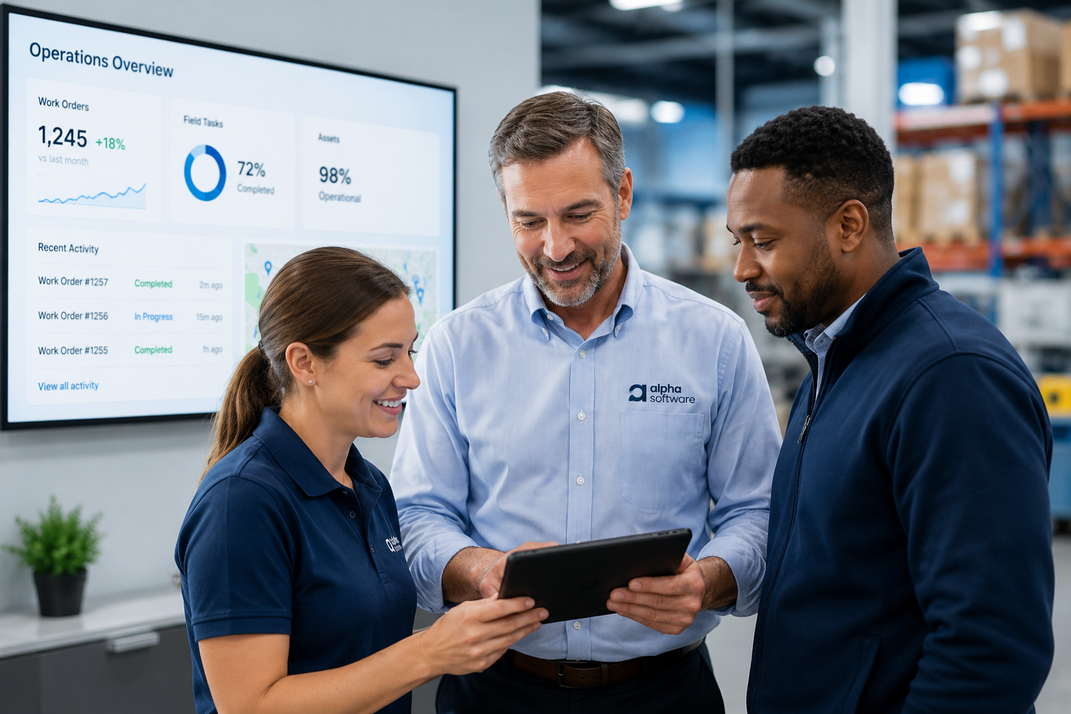 Alpha Software team collaborating with operations leaders