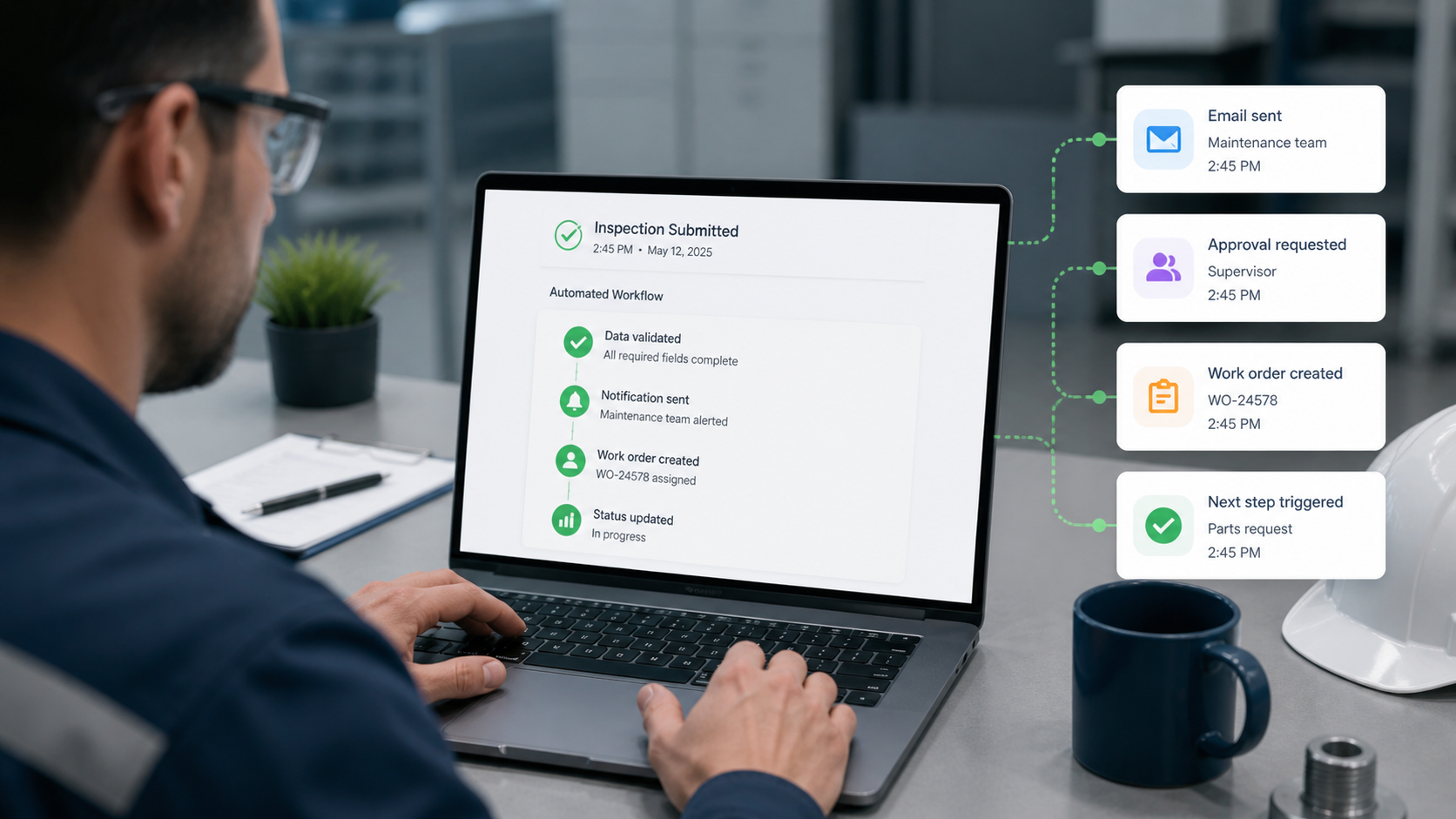 Workflow automation triggered by submitted data