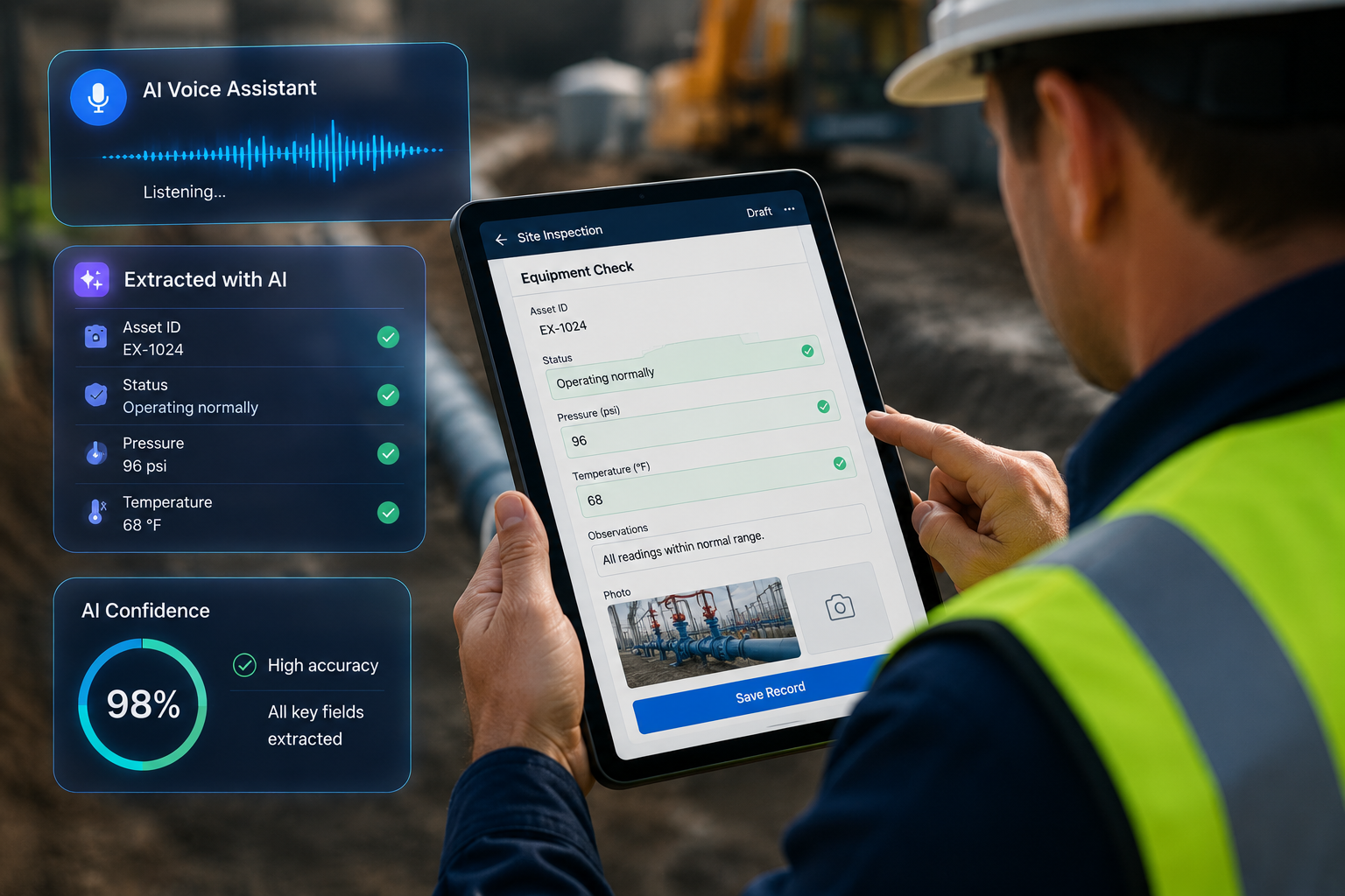 AI-assisted data capture on a tablet